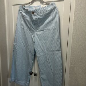 LOFT Light Blue Striped Palmer wide leg pants NWT